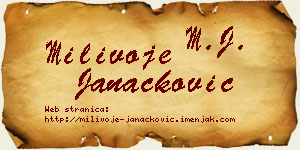 Milivoje Janaćković vizit kartica